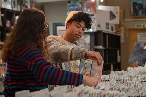 Students shopping for records 
