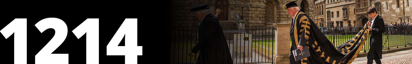 1214 header image for History timeline, date and image depicting current Chancellor, The Rt Hon the Lord Patten of Barnes