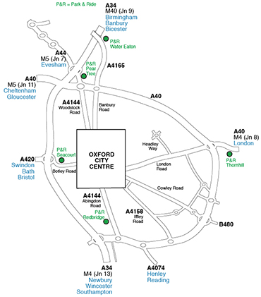 Map of Oxford ring road