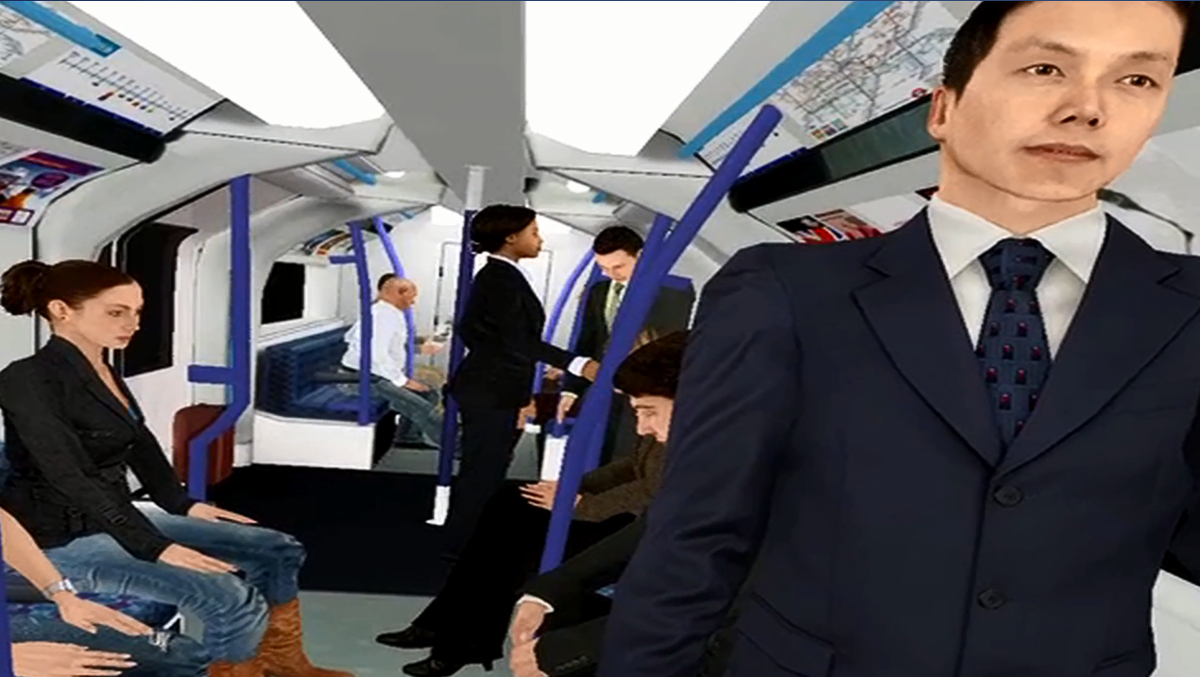 Virtual reality depiction of riding London's Victoria Line