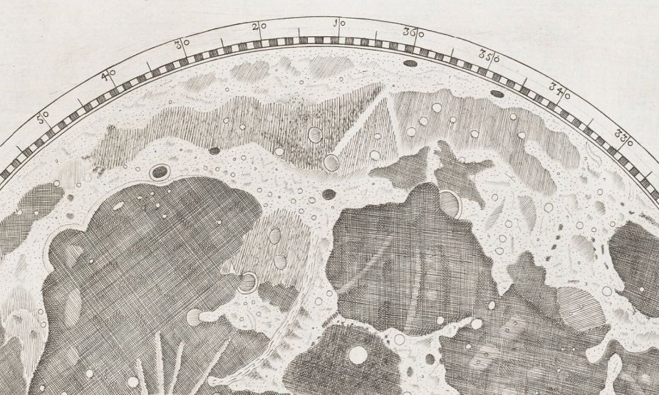 Map of the lunar surface produced from an engraving.