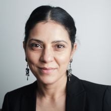 Portrait-style photograph of Mitali Mukherjee, a woman of Asian descent. 