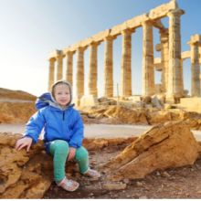 Credit: Shutterstock. A young girl visiting the Greek temple of Poseidon at Cape Sounion.  Oxford academics found school pupils really curious about daily life in Ancient Greece during  recent Classical Conversations.