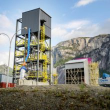 The Carbon Engineering Direct Air Capture carbon capture plant, Squamish, Canada.  According to Professor Allen, Investment is urgently needed into safer, permanent CO2 disposal. Credit: Shutterstock. 