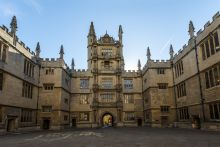 Landscape photo of the Bodleian Old Library quad