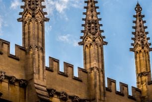 Spires and top of crenelated wall of the Bodleian