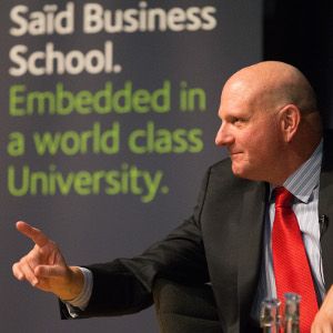 Steve Ballmer, Chief Executive at Microsoft, on a visit to Saïd Business School in 2014.