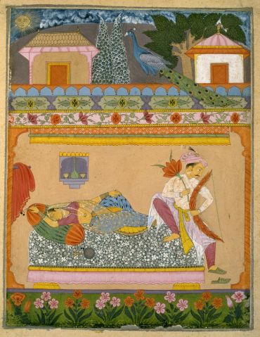 Lovers at dawn, illustrating the musical mode Raga Vibhasa