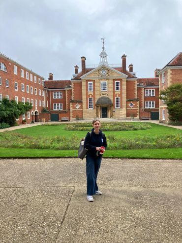 Eve on her first day at Lady Margaret Hall (LMH), Oxford