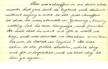 Diary extract from 1914 summer holidays in Germany