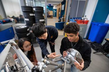 Pictured is second-year undergraduate Sean working alongside his classmates undertaking the MEng in Engineering Science course