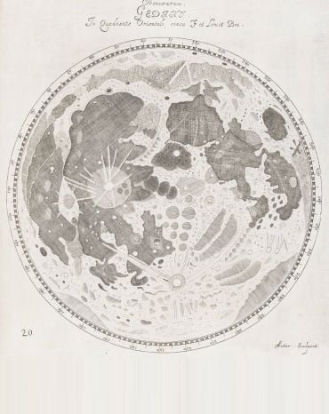 Map of the lunar surface produced from an engraving.