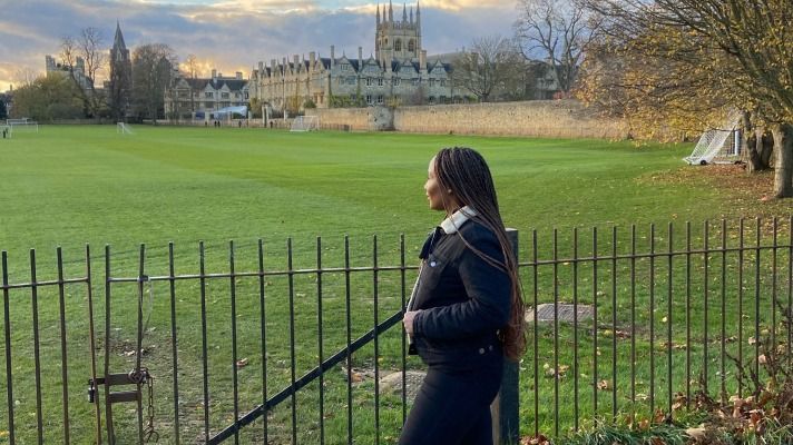 Nkechi Balogun looking out onto Christ Church Meadow. Credits: Africa Oxford Initiative.