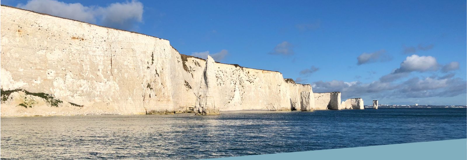White cliffs on the Dorset coastline.