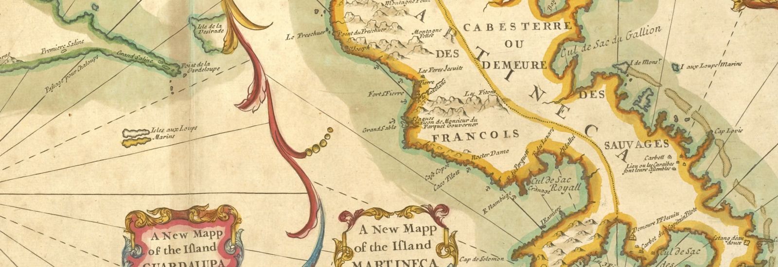Eighteenth-century painted map of Martinique