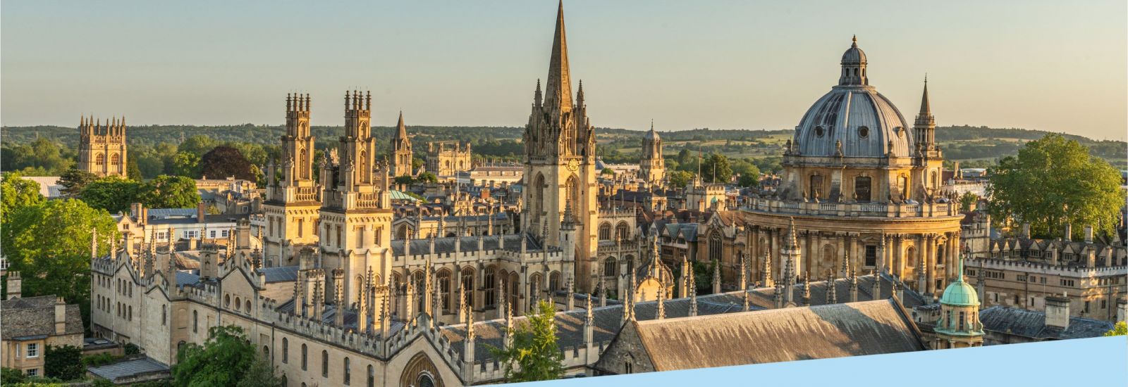 Oxford city skyline including the Radcliffe Camera, University Church spire and All Souls College