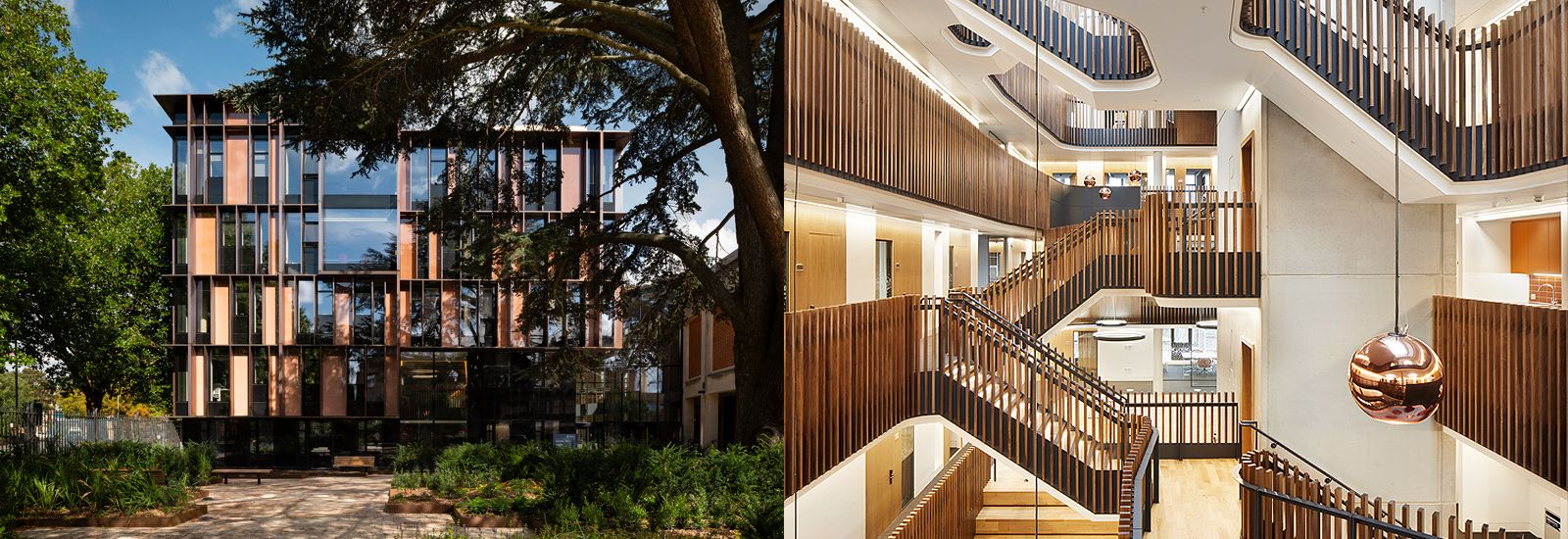 Exterior and interior views of the Beecroft Building