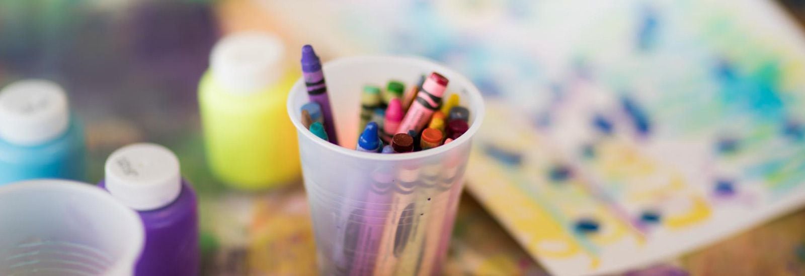Crayons in a cup