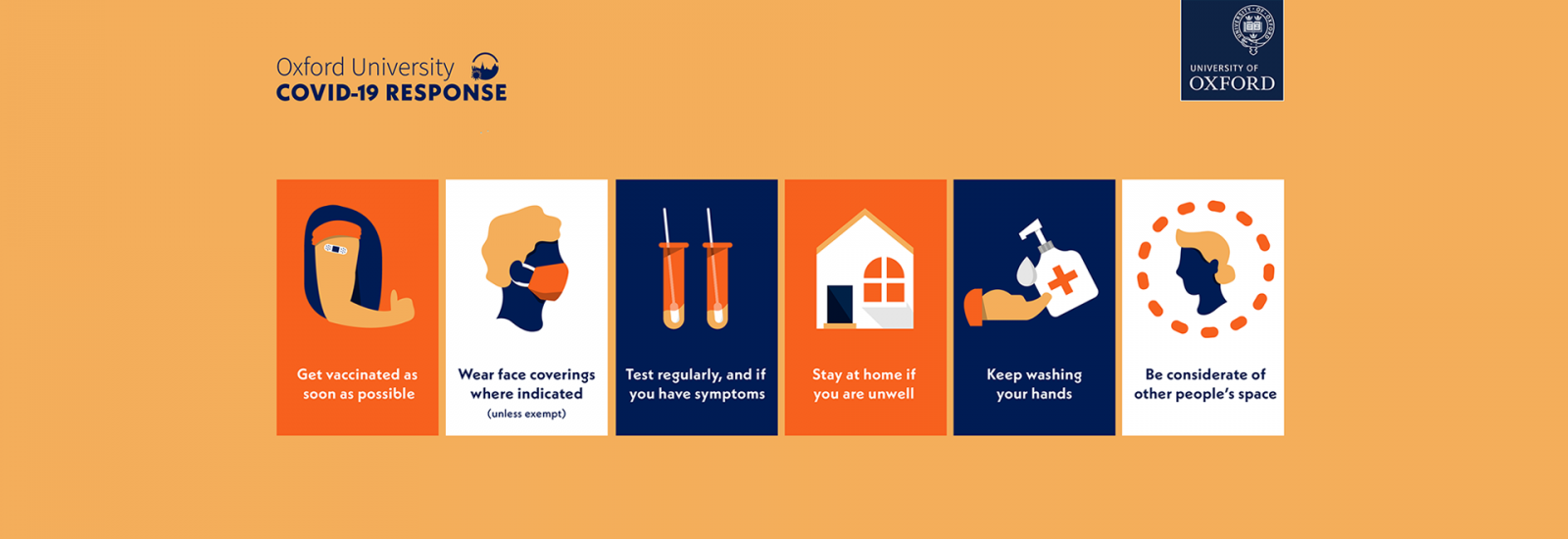 Health campaign banner with messaging and illustrations. Credits: Univ. of Oxford