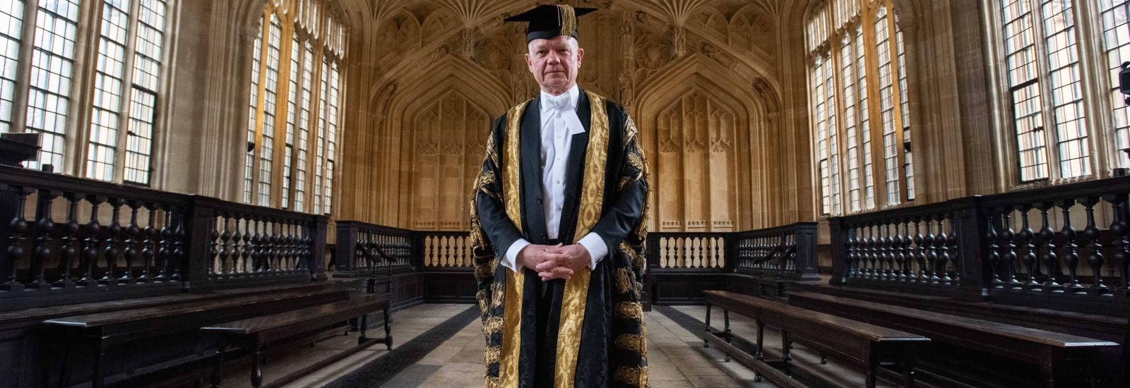 Lord Hague giving a speech in the Sheldonian as part of his admission ceremony in February 2025