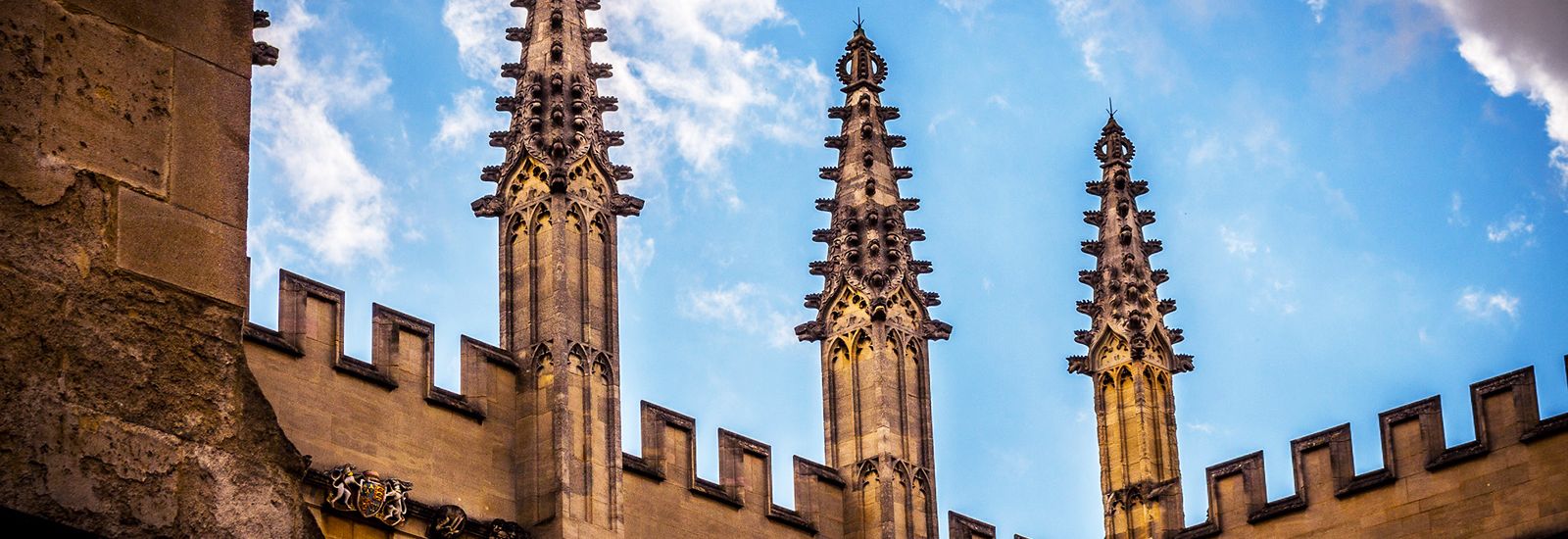 Spires and top of crenelated wall of the Bodleian
