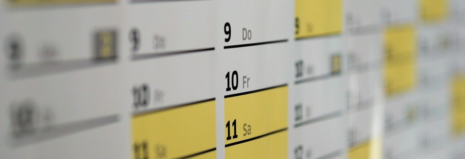 Photo of a wall calendar. 