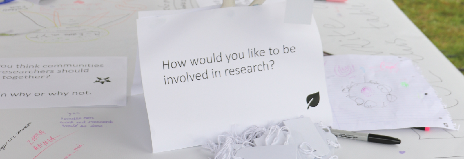 Photo of a card which says - How would you like to be involved in research?