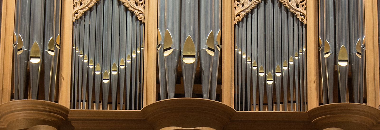 The pipes on an organ.