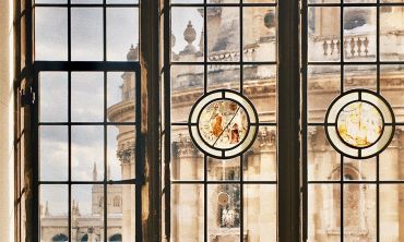 View of the Radcliffe Camera through a window