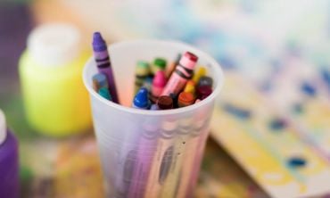Crayons in a cup