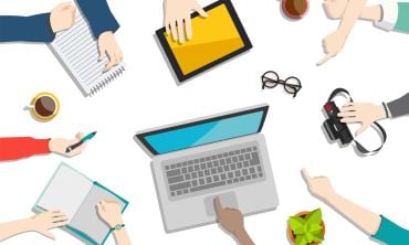 graphic showing people around a table