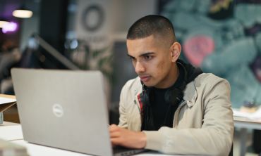 student at a computer