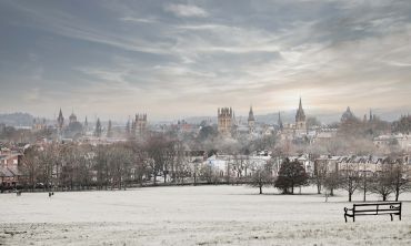 View from South Park in the snow across to Oxford's skyline 