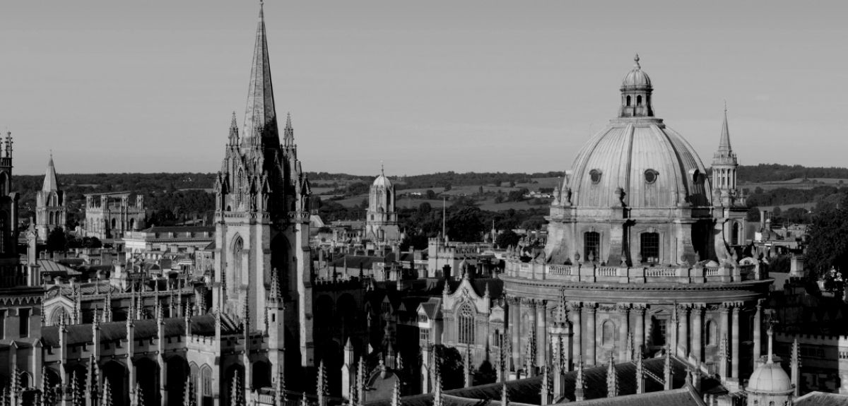 Oxford skyline in black and white