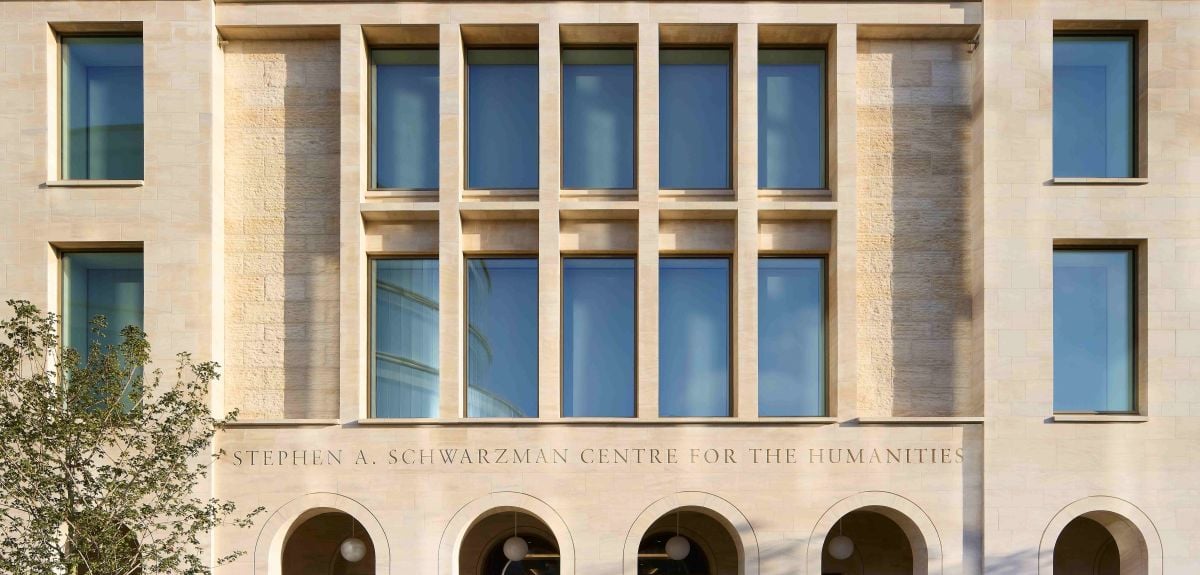 External view of the Stephen A. Schwarzman Centre for the Humanities, University of Oxford. Photograph © Hufton + Crow