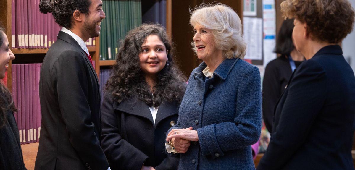 Image of Her Royal Highness The Duchess of Cornwall meeting staff and students as part of her visit to the Bodleian Libraries