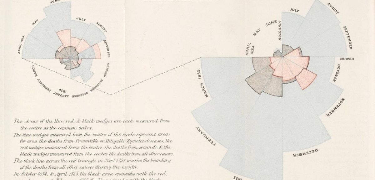 Diagram by Florence Nightingale from Harriet Martineau, England and Her Soldiers, London, 1859.