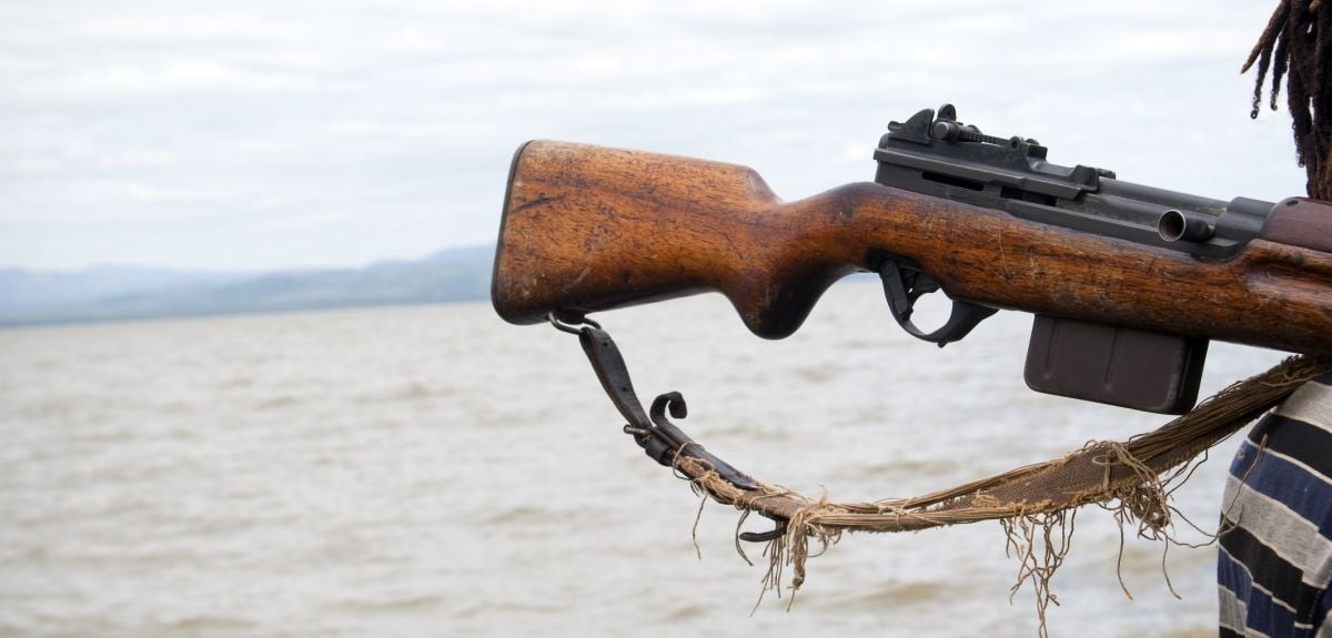  Weapon on man's shoulder at Lake Chamo, Ethiopia. Credit: Joel Carillet, Getty Images