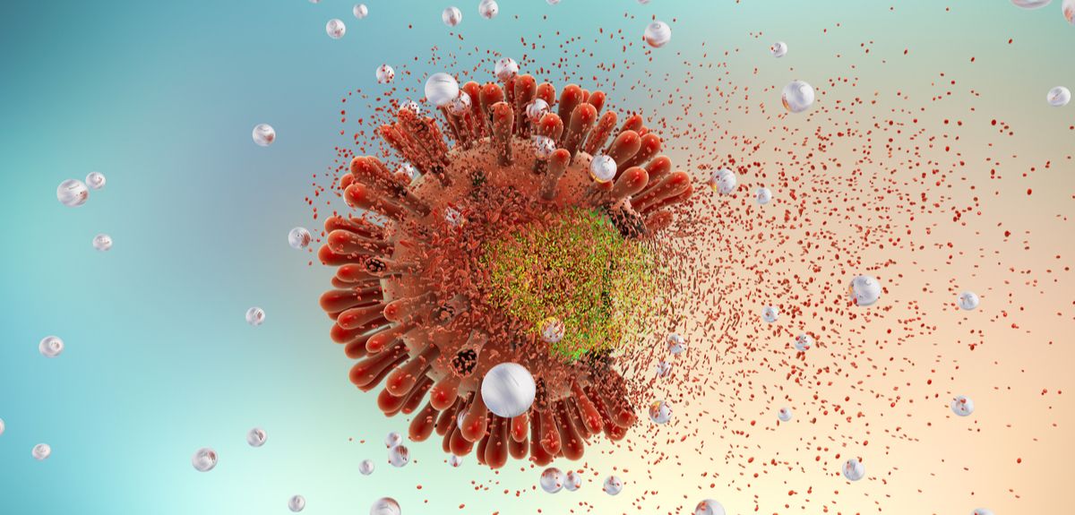 Artist's render of HIV virus dissipating