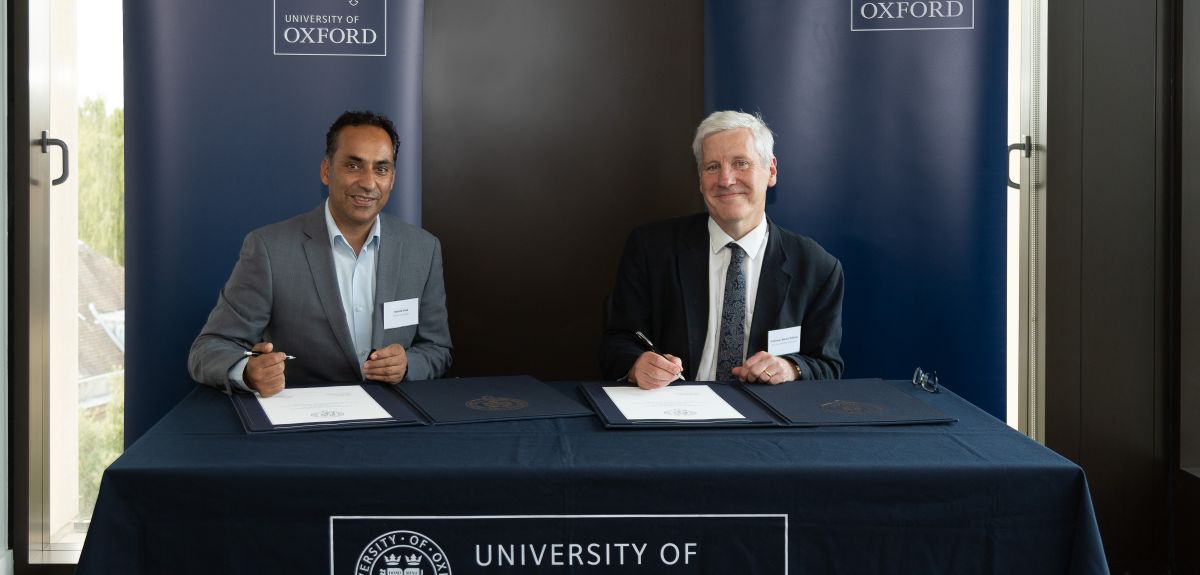 Rashid Shah and Professor Martin Williams at the signing ceremony. Photo by Keith Barnes Photography.