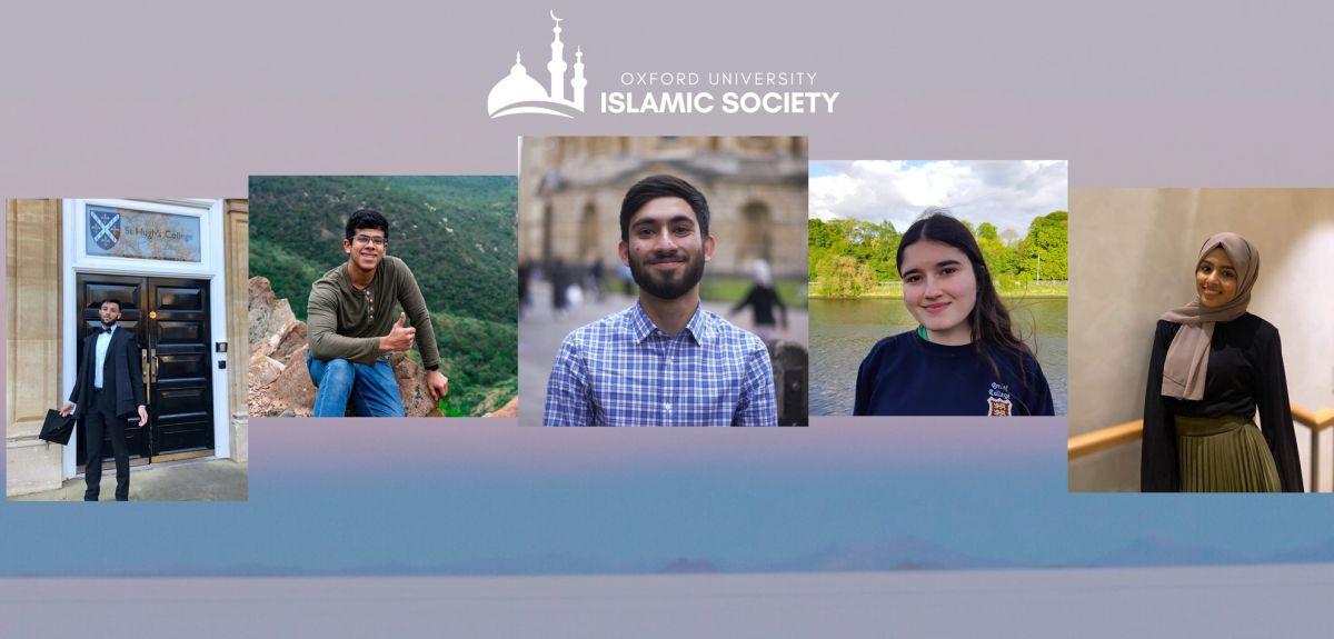 Portraits of OUISoc committee members with OUISoc logo