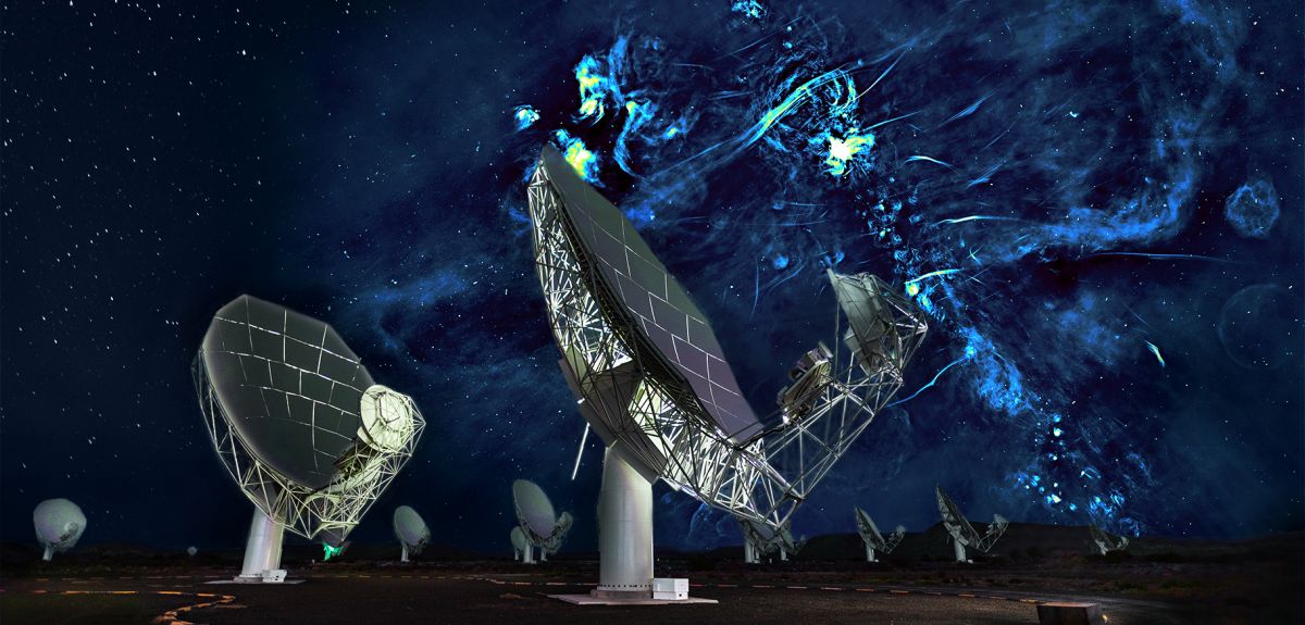 Artist composite image of newly discovered giant radio bubbles 