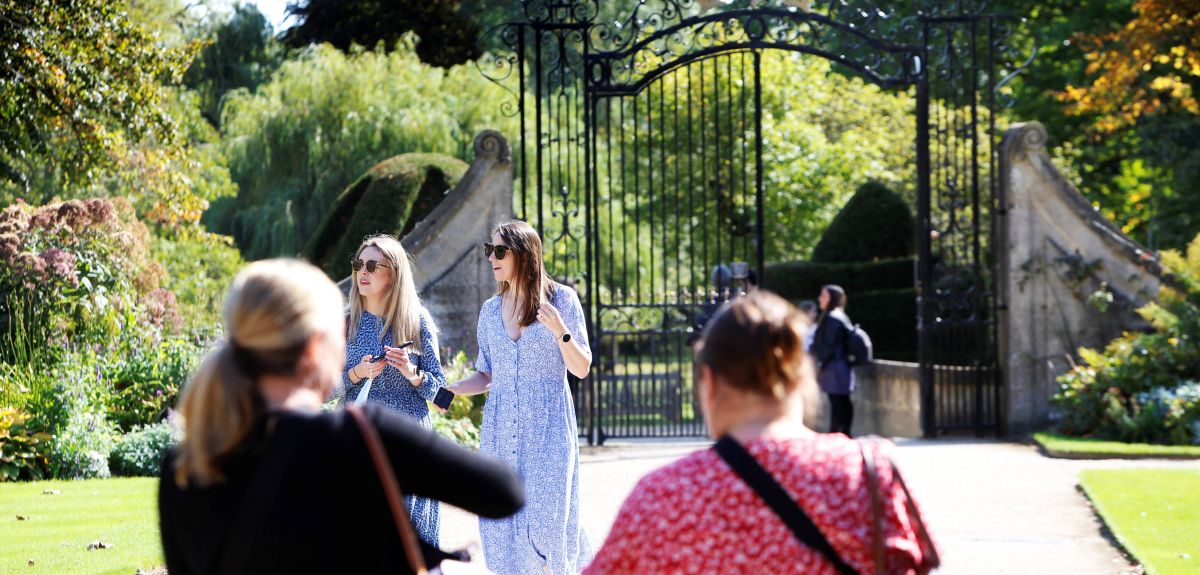 Groups of visitors enjoy gardens at Oxford Open Doors