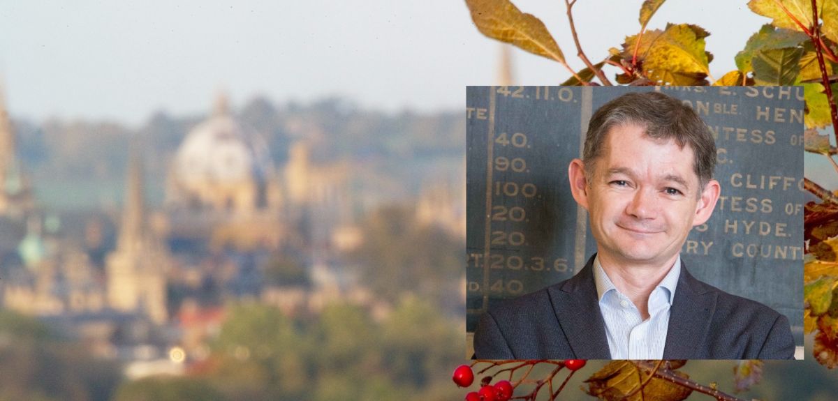 Skyline image of Oxford University and head and shoulders image of Professor Daniel Grimley has been appointed Head of the Humanities Division at the University of Oxford