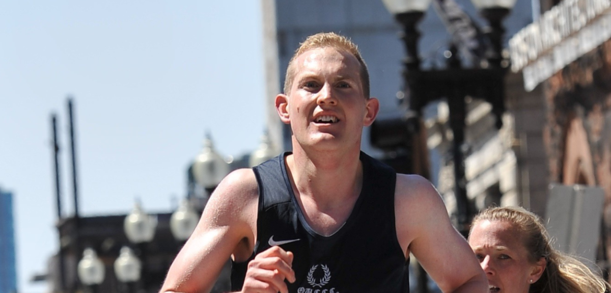 Oxford student Lachlan Arthur running the Boston Marathon 