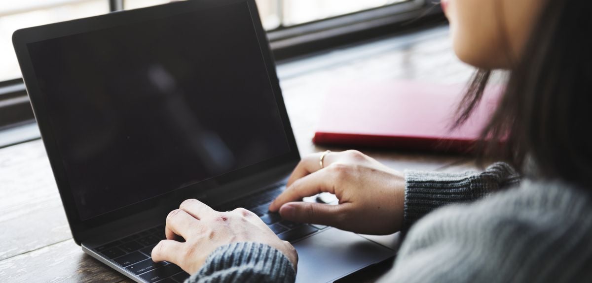 Young adult using laptop