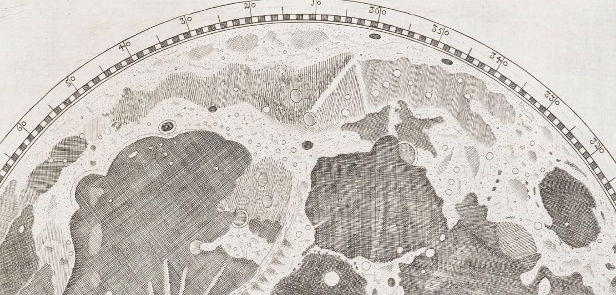 Map of the lunar surface produced from an engraving.