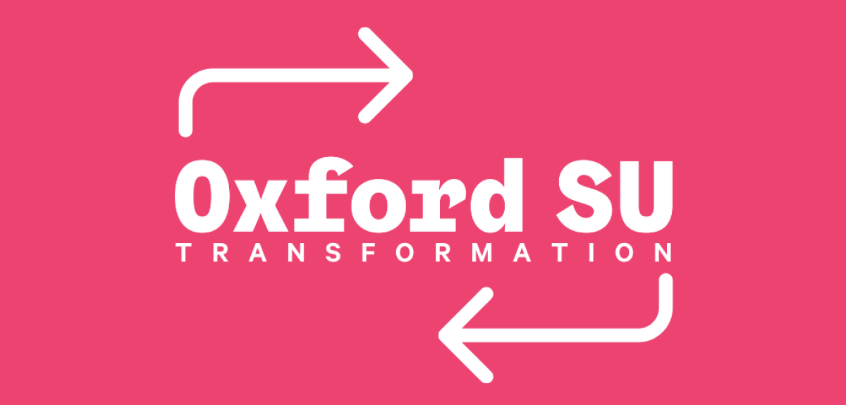 Pink background with 'Oxford SU transformation' and directional arrows
