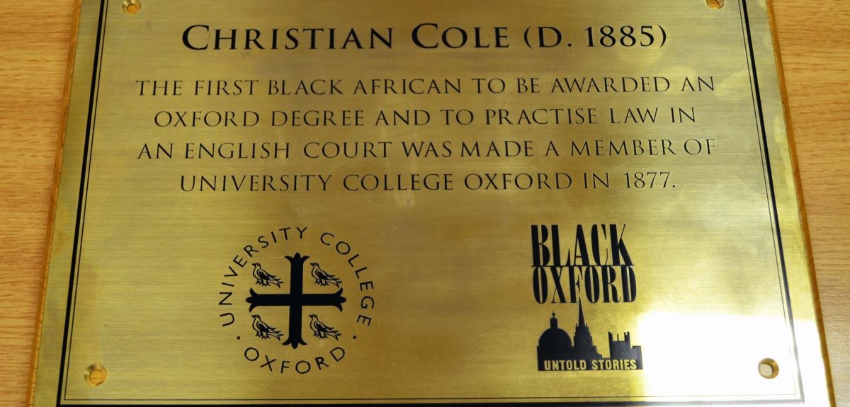The plaque celebrating Christian Cole