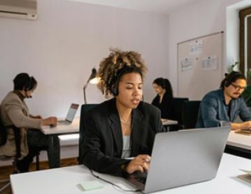 Woman working on laptop